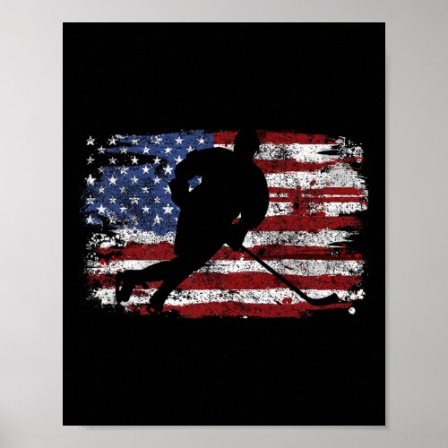 Ice Hockey Player Usa American Flag 4th Of July Gi Poster