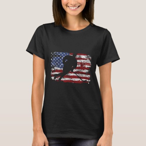 Ice Hockey Player Usa American Flag 4th Of July Gi T_Shirt