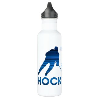 Ice hockey player water bottle blue born to play