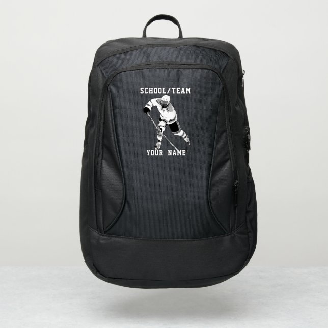 Ice Hockey Player with Editable Names Port Authority® Backpack (Front)