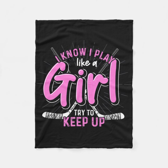 Ice Hockey Player Women Girls Sports Goalie Ice Ho Fleece Blanket (Front)