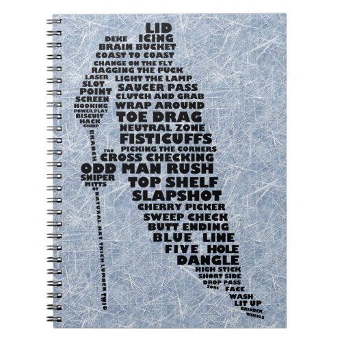 Ice Hockey Player Word Art Notebook