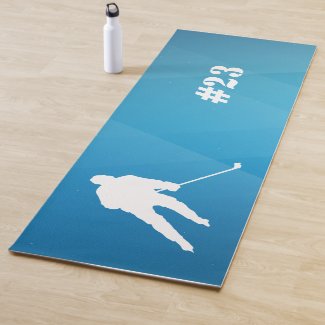 Ice Hockey Player Workout Mat Blue and White 