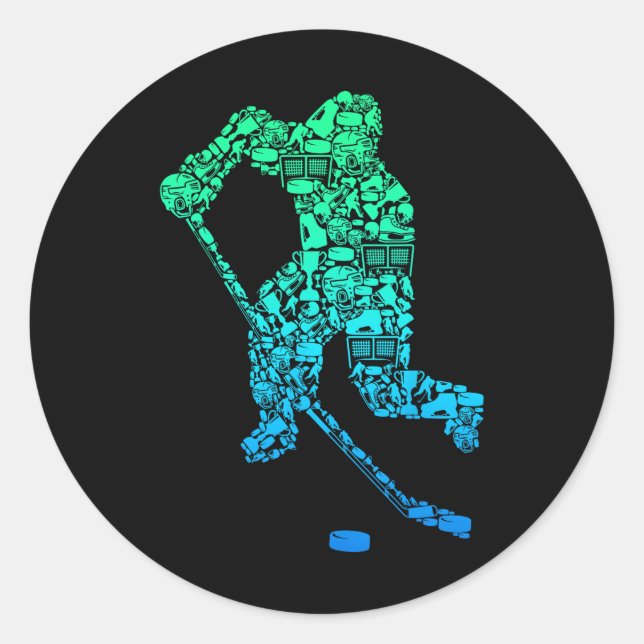 Ice Hockey Player Youth Men Kids Boys  Classic Round Sticker (Front)