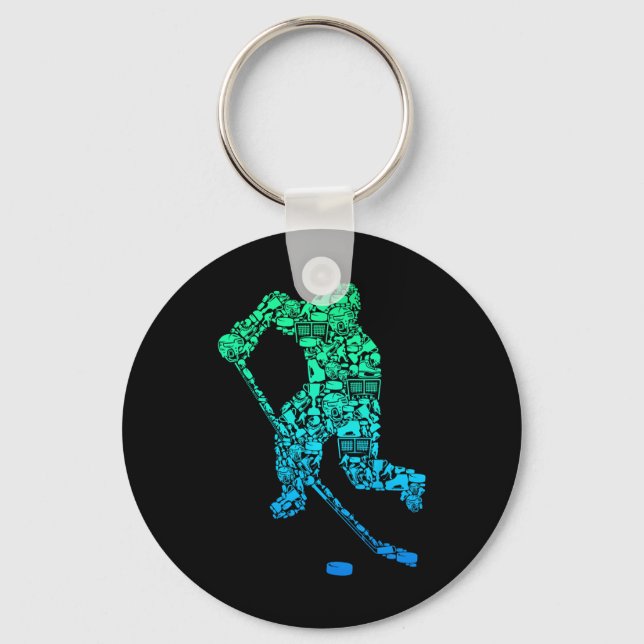 Ice Hockey Player Youth Men Kids Boys  Keychain (Front)