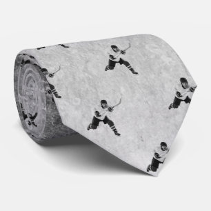 Ice Hockey Players Black Grey Gray Neck Tie
