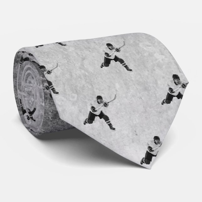 Ice Hockey Players Black Grey Gray  Neck Tie (Rolled)
