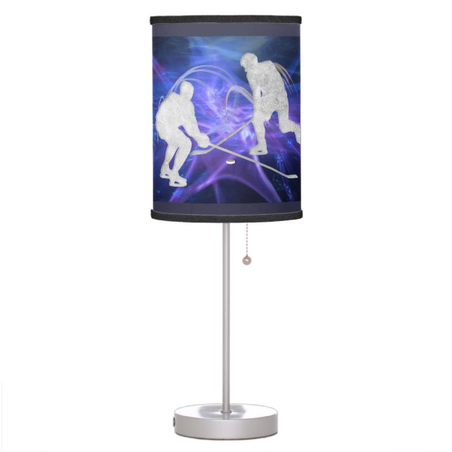 Ice Hockey Players Fighting for Puck Table Lamp (Left)