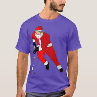 Ice Hockey Playing Santa T Christmas Gift T-Shirt