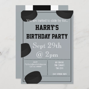 Ice Hockey Puck Party Invitation Editable
