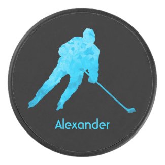 Ice Hockey puck player silhouette turquoise