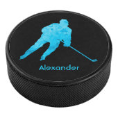 Ice Hockey puck player silhouette turquoise (3/4)