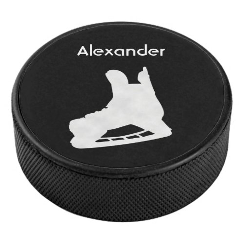 Ice Hockey puck skate black white