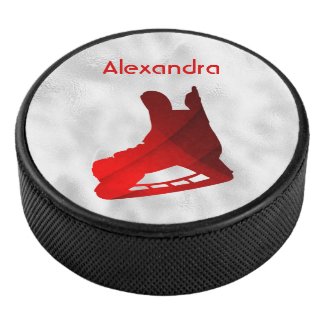 Ice Hockey puck skate red silver