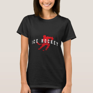 Ice Hockey Red Team Player Varsity Text T-Shirt