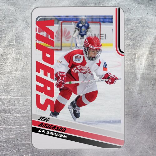 Ice Hockey Red Trading Card Magnet