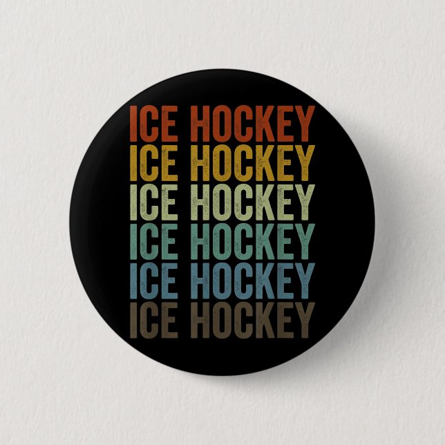 Ice Hockey Retro _1  Button (Front)