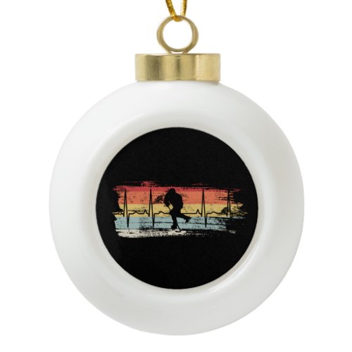 Ice Hockey Retro Ceramic Ball Christmas Ornament