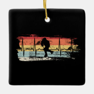 Ice Hockey Retro Ceramic Ornament