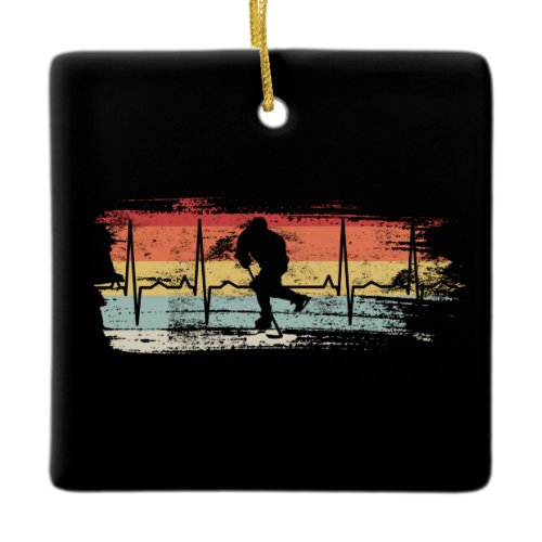 Ice Hockey Retro Ceramic Ornament