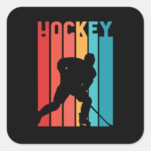 Ice Hockey Retro Vintage Silhouette Square Sticker
