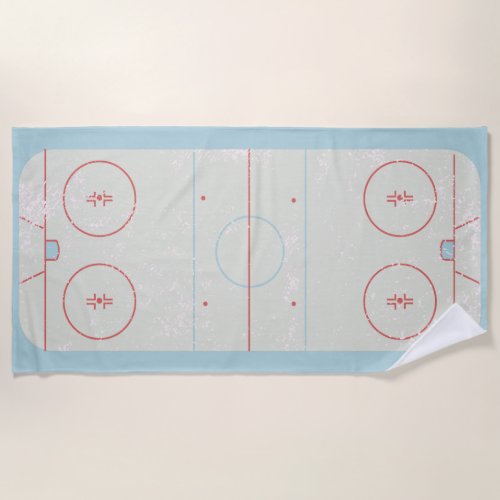 Ice Hockey Rink Distressed Style Graphic Beach Towel
