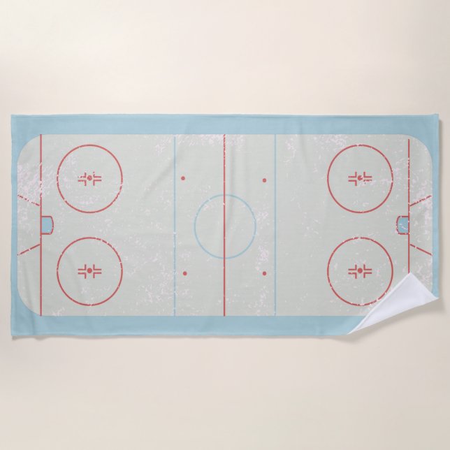 Ice Hockey Rink Distressed Style Graphic Beach Towel (Front)
