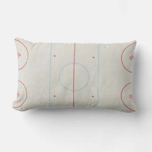 Ice Hockey Rink Distressed Style Graphic Lumbar Pillow