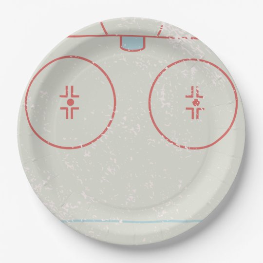 Ice Hockey Rink Distressed Style Graphic Paper Plate