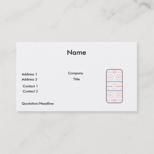 Customizable ice hockey rink graphic business cards