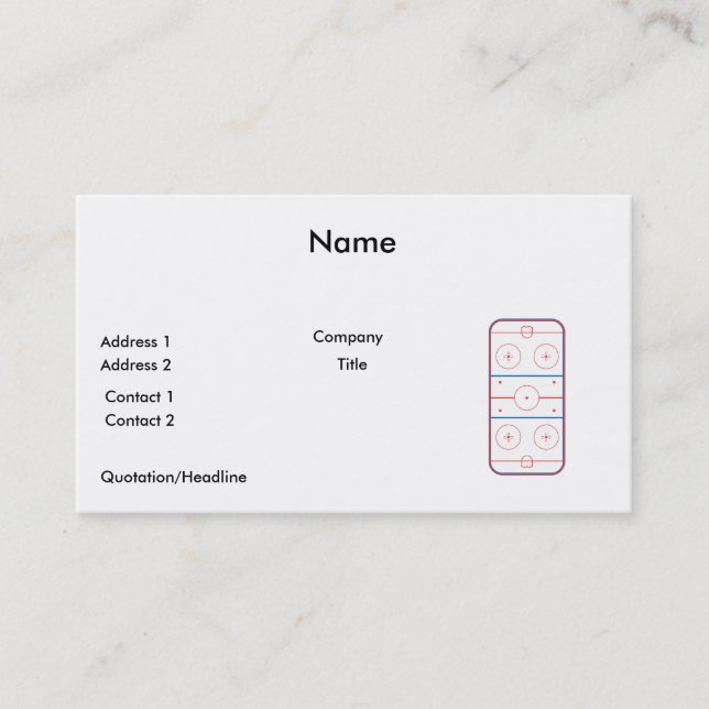 ice hockey rink graphic business card (Front)