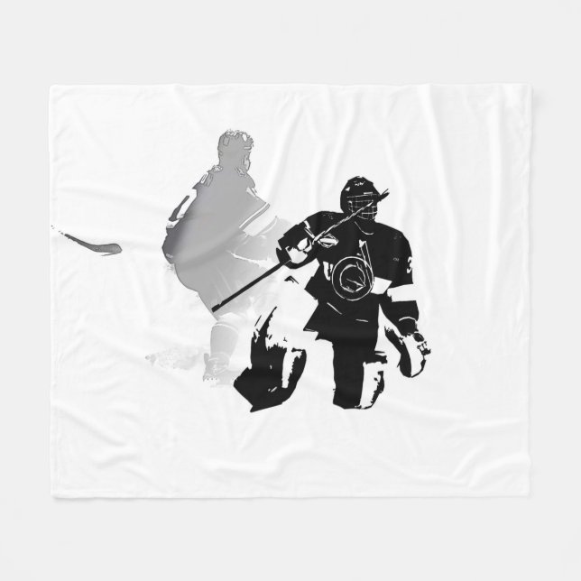 Ice Hockey Season - Goalie and Forward   Fleece Blanket (Front (Horizontal))