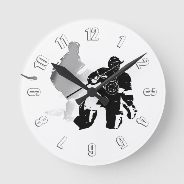 Ice Hockey Season - Goalie and Forward Round Clock (Front)