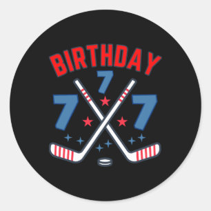 Ice Hockey Seven Birthday Boy 7th Party Boys Age 7 Classic Round Sticker