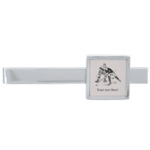 Ice hockey silver finish tie clip