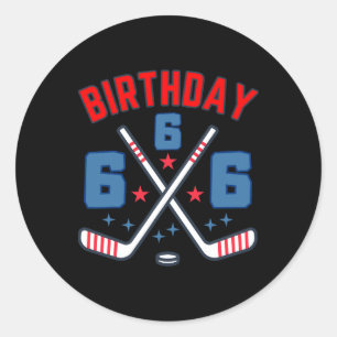 Ice Hockey Six Birthday Boy 6th Party Boys Age 6 ( Classic Round Sticker