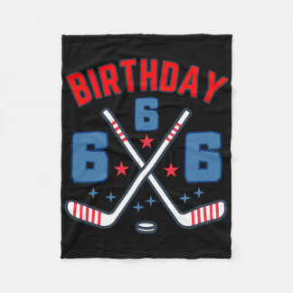 Ice Hockey Six Birthday Boy 6th Party Boys Age 6 ( Fleece Blanket