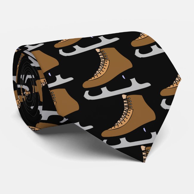 Ice Hockey Skate Abstract Pattern Sports Tie