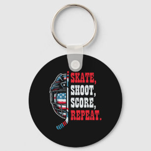 Ice Hockey Skate Shooy Score Repeat Player Men Boy Keychain