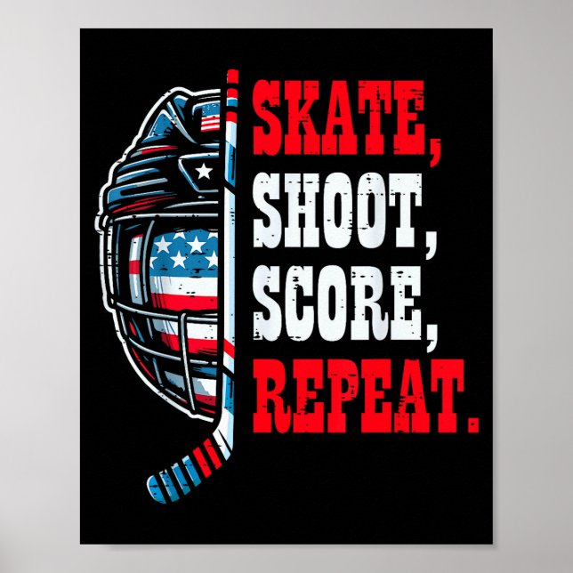 Ice Hockey Skate Shooy Score Repeat Player Men Boy Poster (Front)