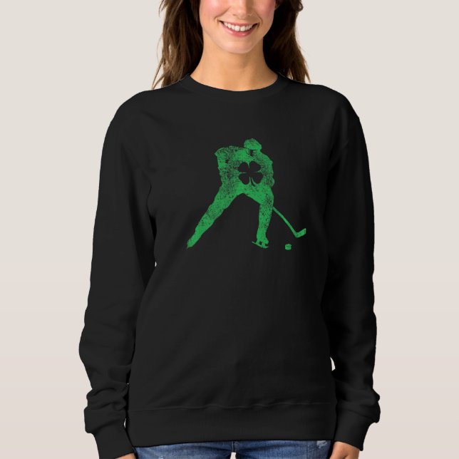 Ice Hockey Skate Skating St Patrick S Day Shamrock Sweatshirt (Front)