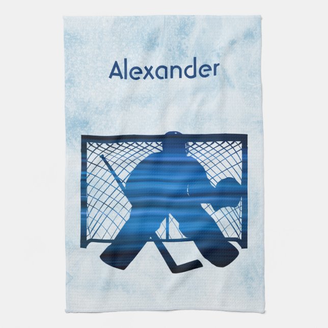 Ice hockey skate towel goalie blue (Vertical)