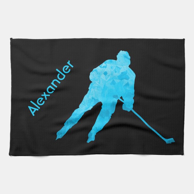 Ice Hockey skate towel player turquoise (Horizontal)