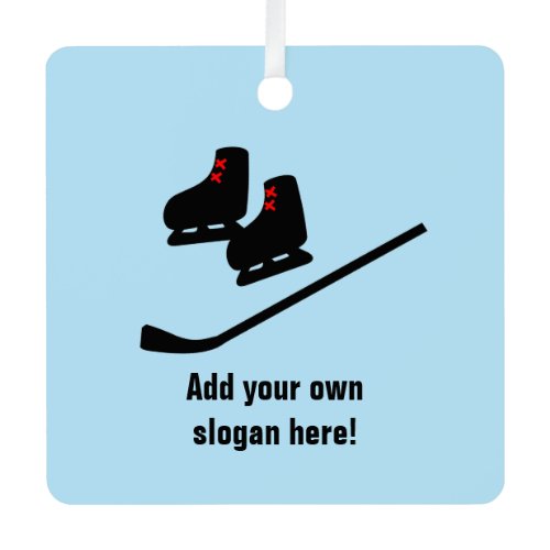 Ice Hockey Skates and Stick - you can customize a Metal Ornament
