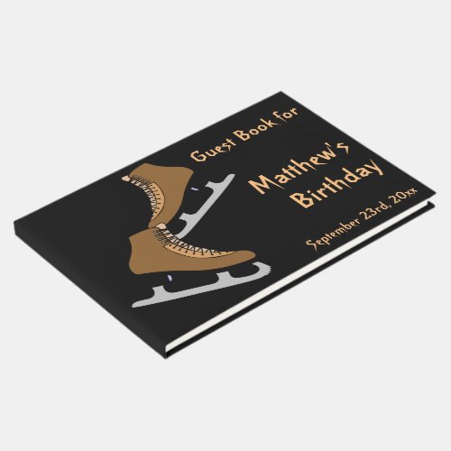 Ice Hockey Skates Birthday Sports Guest Book