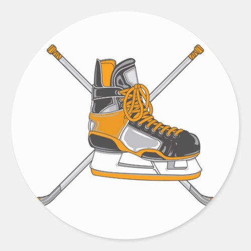 Ice Hockey Skates Classic Round Sticker