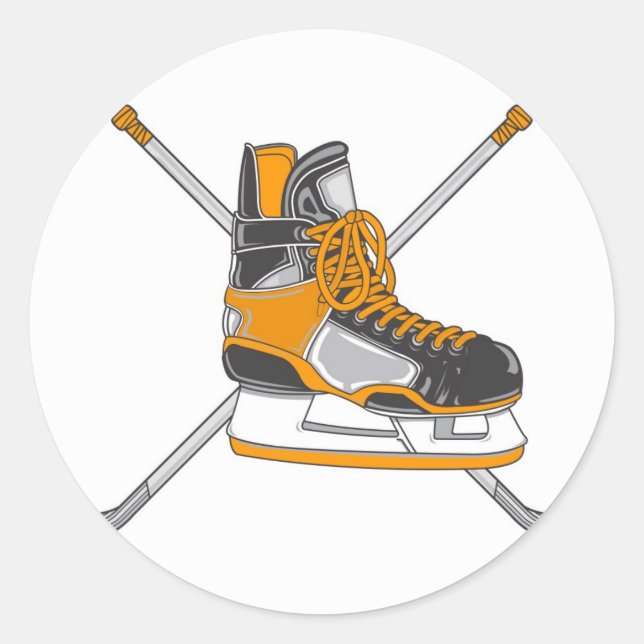 Ice Hockey Skates Classic Round Sticker (Front)