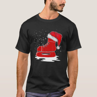 Ice Hockey Skates Santa Hat Christmas Pajamas Matc T-Shirt