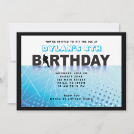 ICE HOCKEY SKATING Birthday Party Invitation