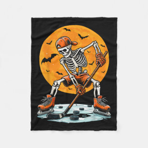 Ice Hockey Skeleton Soky Boys Halloween Hockey Pla Fleece Blanket